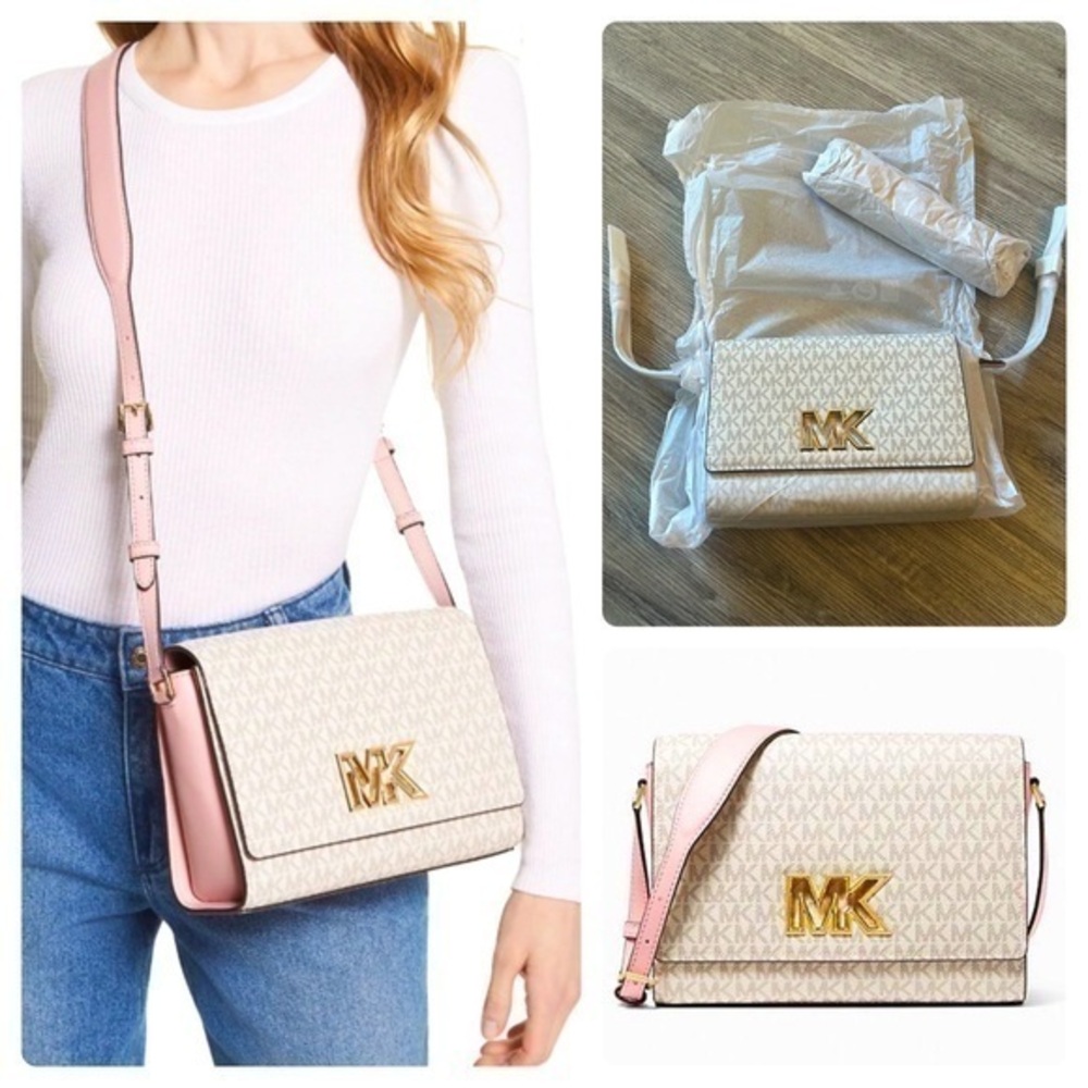 Bnwt MICHAEL KORS gorgeous designer Mimi medium logo messenger handbag.